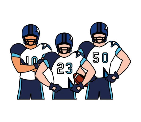 Team of players american football , sportsmen with uniform — Stock Vector