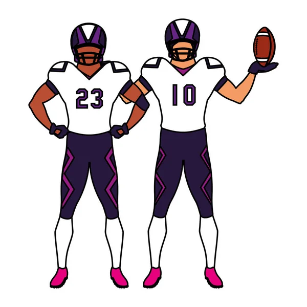 Team von Spielern American Football, Sportler mit Uniform — Stockvektor