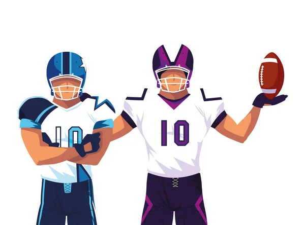 Men players american football on white background — ストックベクタ