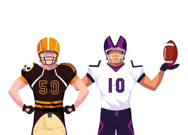 Men players american football on white background — ストックベクタ