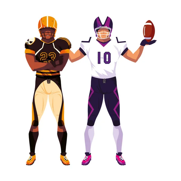 Men players american football on white background — ストックベクタ