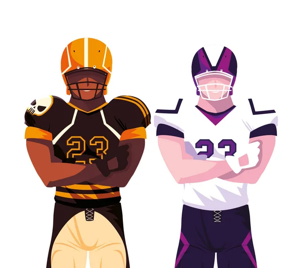 Men players american football on white background — ストックベクタ