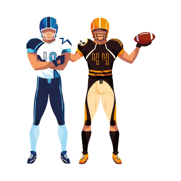 Men players american football on white background — ストックベクタ