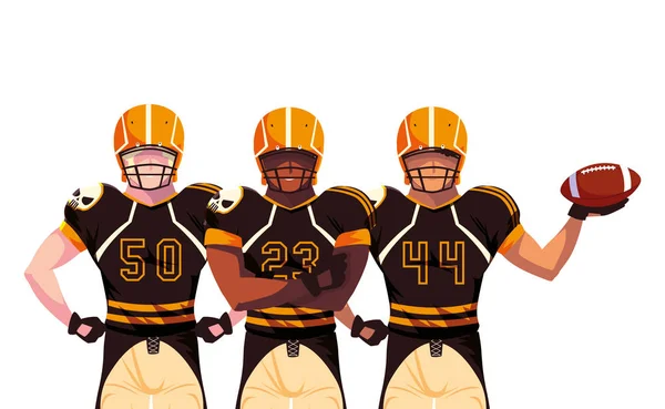 Team of players american football , sportsmen with uniform — ストックベクタ