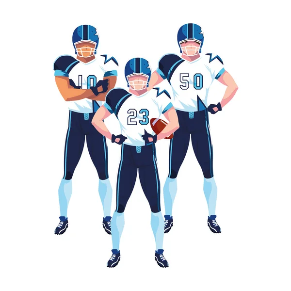 Csapat játékos amerikai futball, sportolók egyenruhával — Stock Vector
