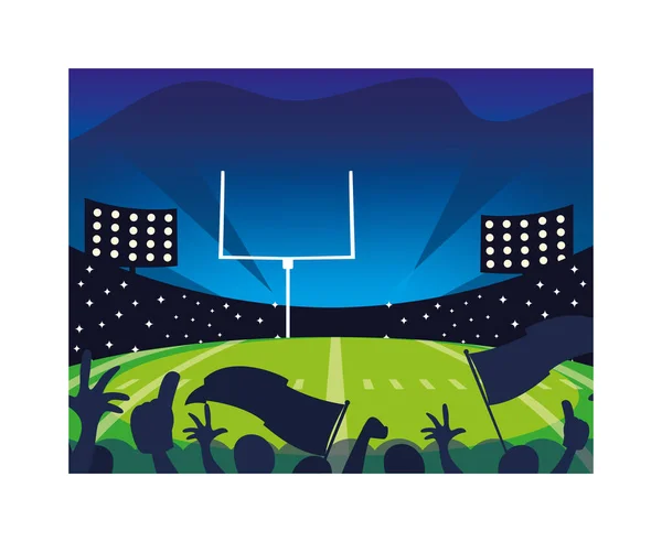 Football stadium with lights, soccer game american — 스톡 벡터