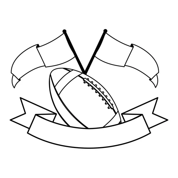Balón de fútbol americano en escudo con cinta — Archivo Imágenes Vectoriales