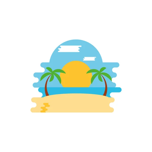 Geïsoleerd strand met palmbomen vector design — Stockvector