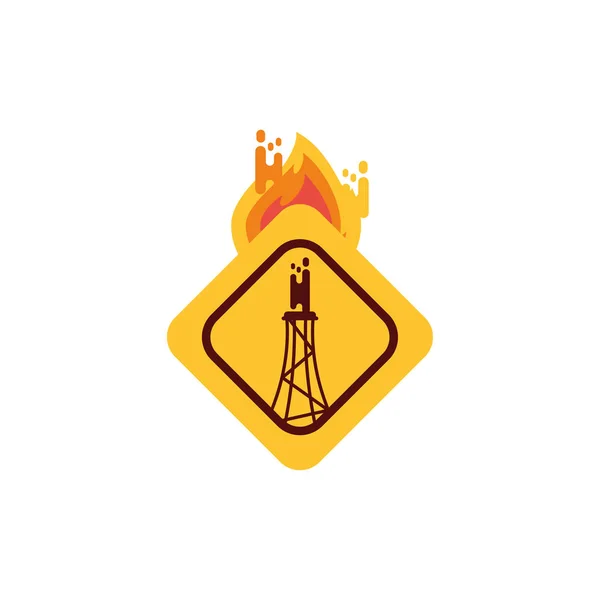 Isoliertes Raffinerie-Banner und Flammenvektordesign — Stockvektor