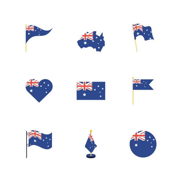 Isolado ícone australiano conjunto de design vetorial — Vetor de Stock