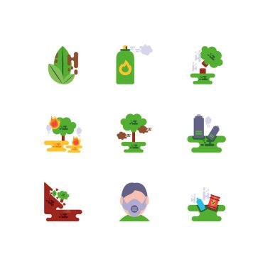 İklim değişikliği küresel uyarı ve kirlilik ikonu vektör tasarımı