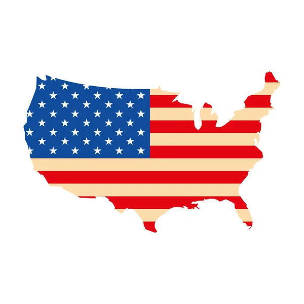 白色背景下的美国国旗地图 — 图库矢量图片