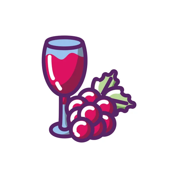 Copa de vino aislado con diseño de vectores de uvas — Archivo Imágenes Vectoriales