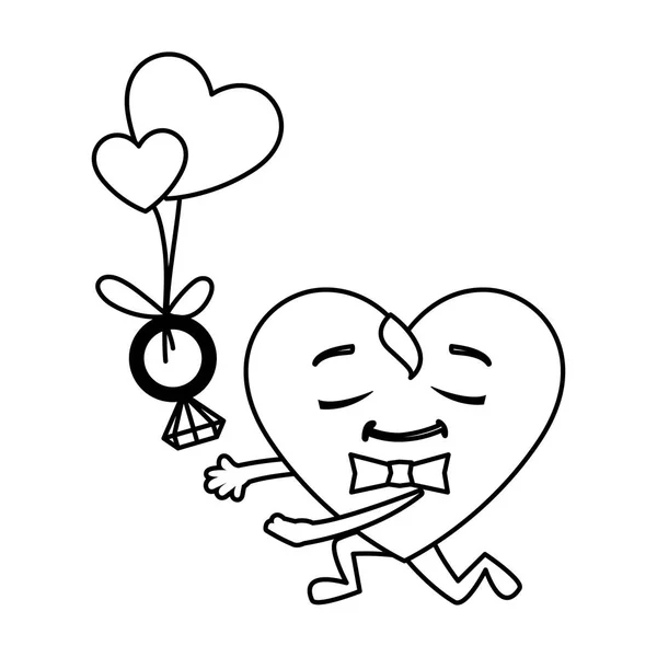 Bague de fiançailles pendaison coeur, Saint Valentin — Image vectorielle