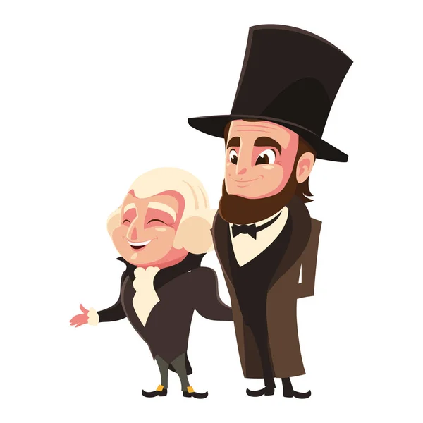 Başkan George Washington ve Abraham Lincoln 'un karikatürü, Başkanlık Günü — Stok Vektör