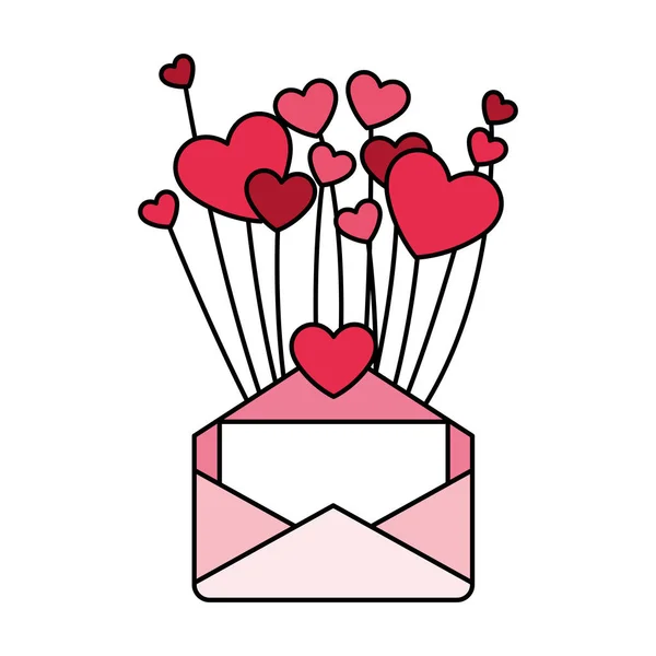 Zarflı kalp, Sevgililer Günü kartı tasarımı — Stok Vektör