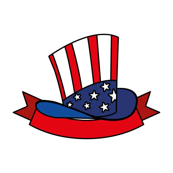 Hut in den Farben der amerikanischen Flagge auf weißem Hintergrund — Stockvektor