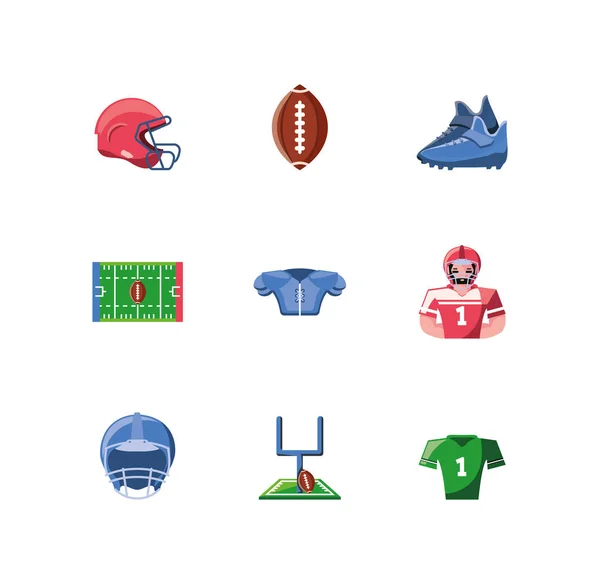 American football icon set vector design — Stock Vector