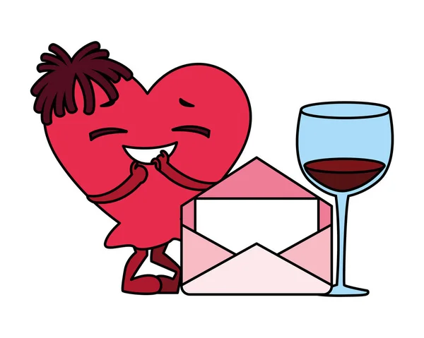 Hjärta röd med händer och kuvert, design för alla hjärtans dag kort, banner, affisch, flygblad, broschyr, tryck — Stock vektor