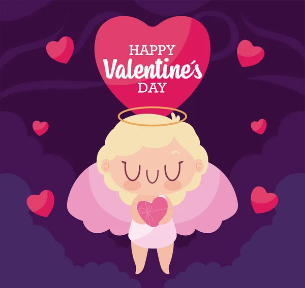 Feliz día de San Valentín diseño de vectores de dibujos animados Cupido — Vector de stock