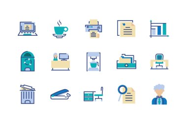 İzole ofis ve iş simgesi vektör dizaynı