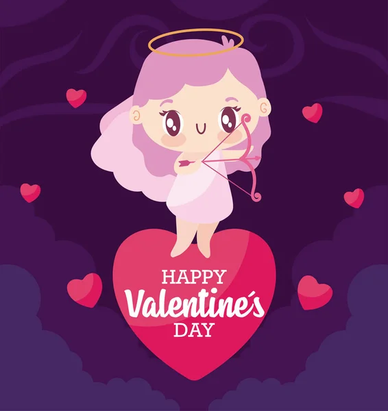 Happy Valentines Day Cupid cartoon vector design — стоковый вектор