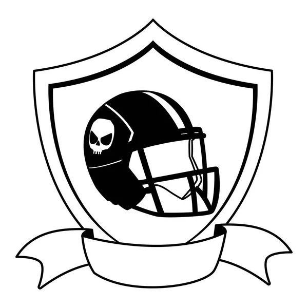 Американский футбольный шлем в щите с лентой — стоковый вектор