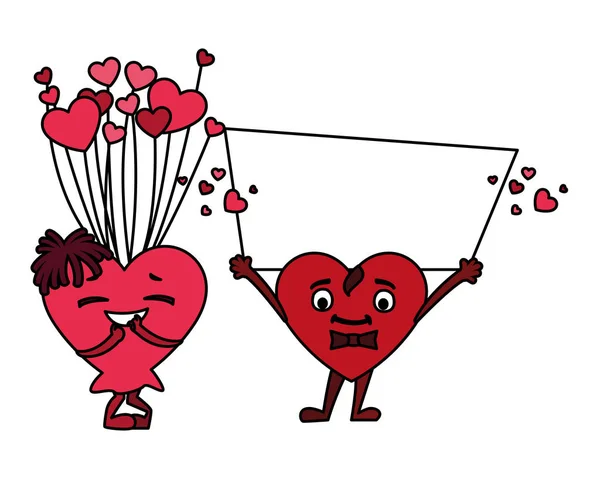 Twee gelukkige harten, kaart Valentijnsdag — Stockvector