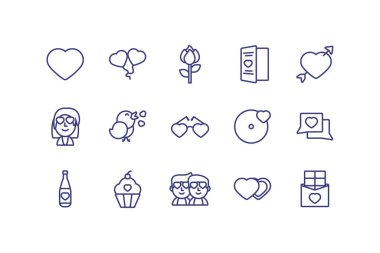 Aşk ve sevgililer günü ikonu vektör dizaynı