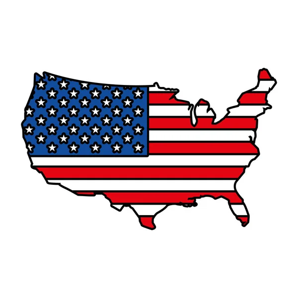 Carte des États-Unis avec drapeau sur fond blanc — Image vectorielle