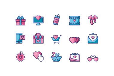 Aşk ve sevgililer günü ikonu vektör dizaynı