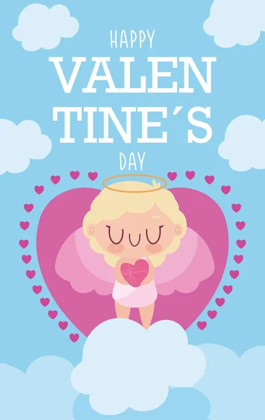 Gelukkige Valentijnsdag cupido cartoon vector ontwerp — Stockvector