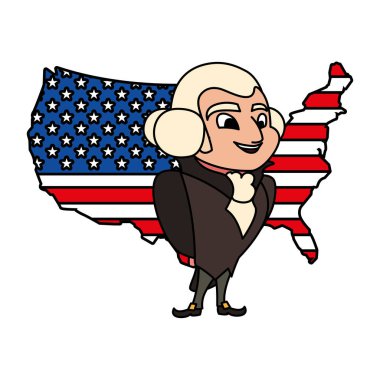 Birleşik Devletler haritası ile Başkan George Washington