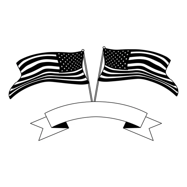 Vlajka Spojených států na tyči v bílém pozadí — Stockový vektor
