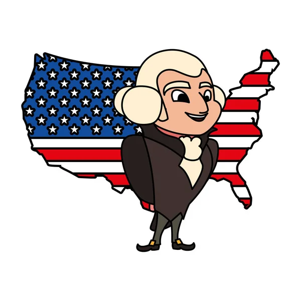 Président george washington avec carte États-Unis — Image vectorielle