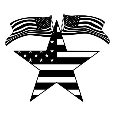 Beyaz arka planda Amerikan bayrağı olan bir yıldız