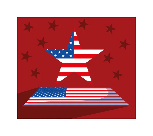 Звезда с американским флагом, открытка на день президента — стоковый вектор