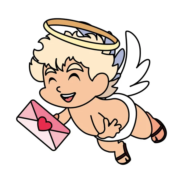 Cute cupid angel with envelope , valentines day — 스톡 벡터