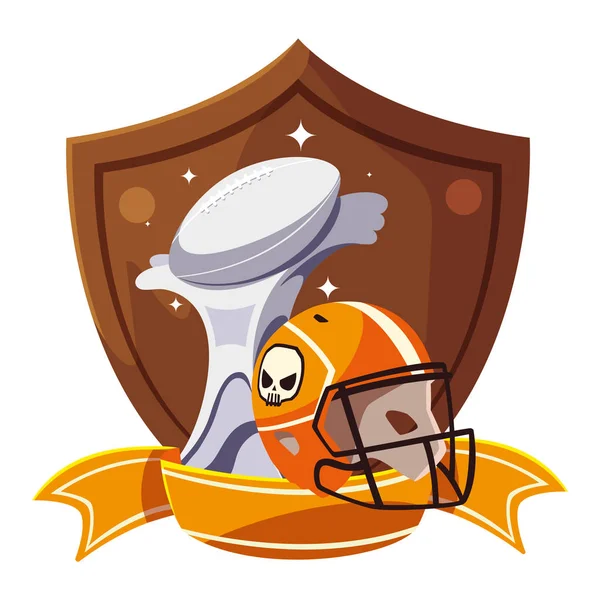 American football award with helmet on shield — 스톡 벡터