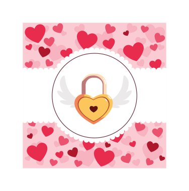 kalp şeklinde asma kilit kanatlı, sevgililer günü