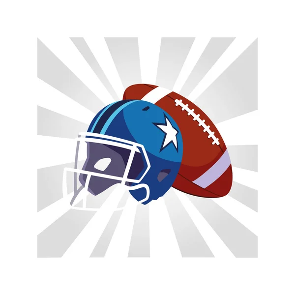 Helm und Ball American Football auf weißem Hintergrund — Stockvektor