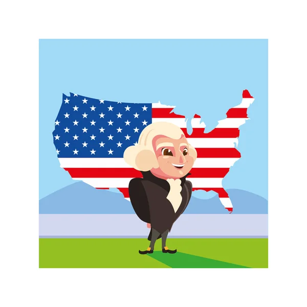 Président george washington avec carte États-Unis — Image vectorielle