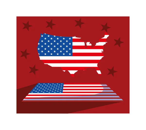 Carte des États-Unis avec drapeau, carte du jour du président — Image vectorielle