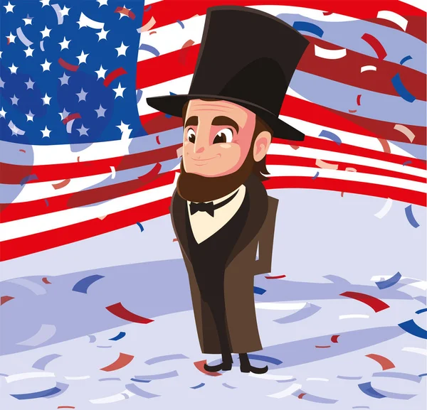 Président abraham lincoln avec drapeau Etats-Unis, jour du président — Image vectorielle