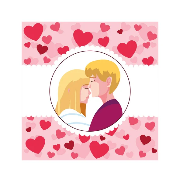 Přání na Valentýna, zamilovaný pár — Stockový vektor