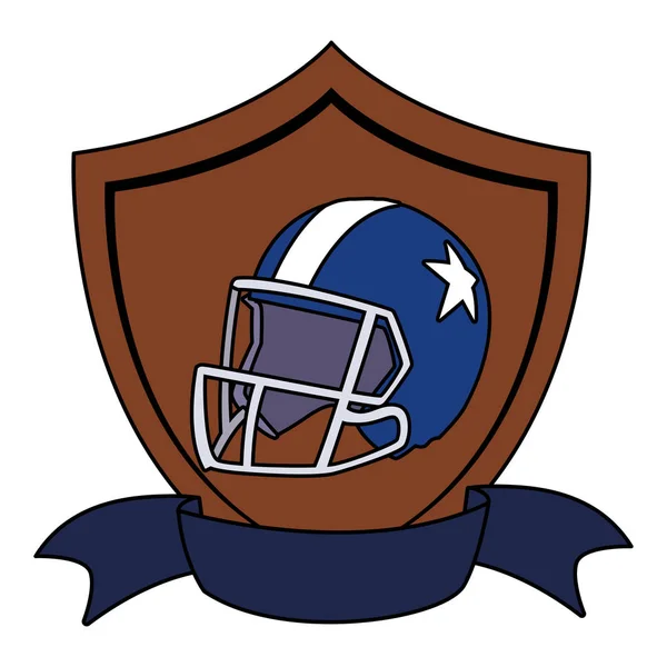 Americká fotbalová helma ve štítu se stuhou — Stockový vektor