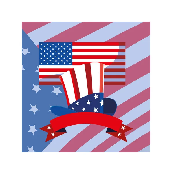 Hut in den Farben der amerikanischen Flagge, Präsident-Tageskarte — Stockvektor