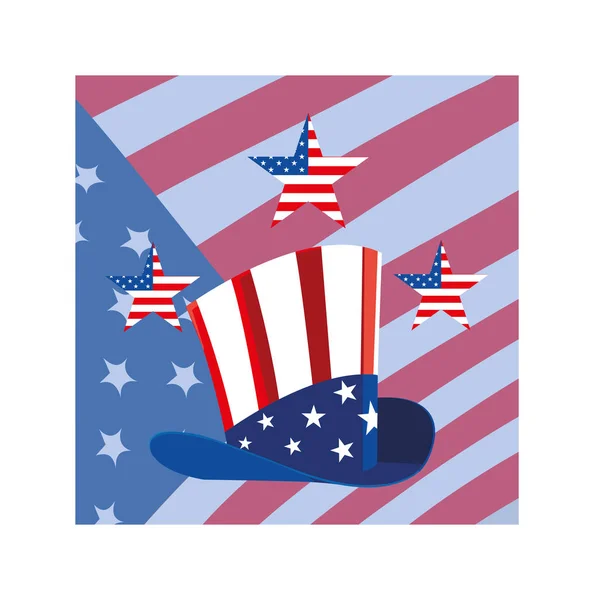 Kapelusz w amerykańskich kolorach flagi, karta dnia prezydenta — Wektor stockowy