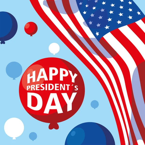 Étiquette happy president day, carte de vœux, célébration des États-Unis d'Amérique — Image vectorielle