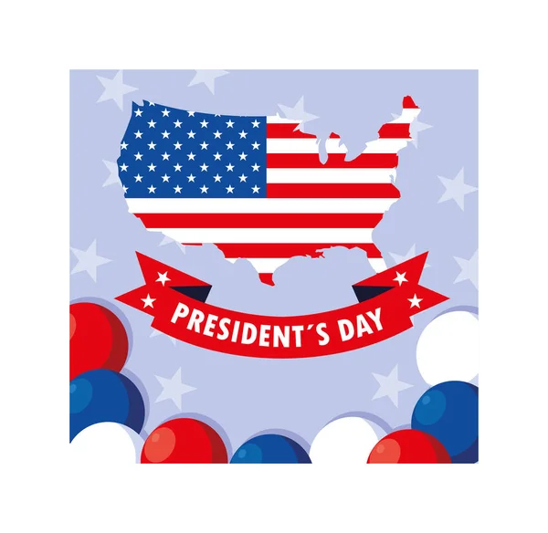 United states map with flag, president day card — Stock Vector